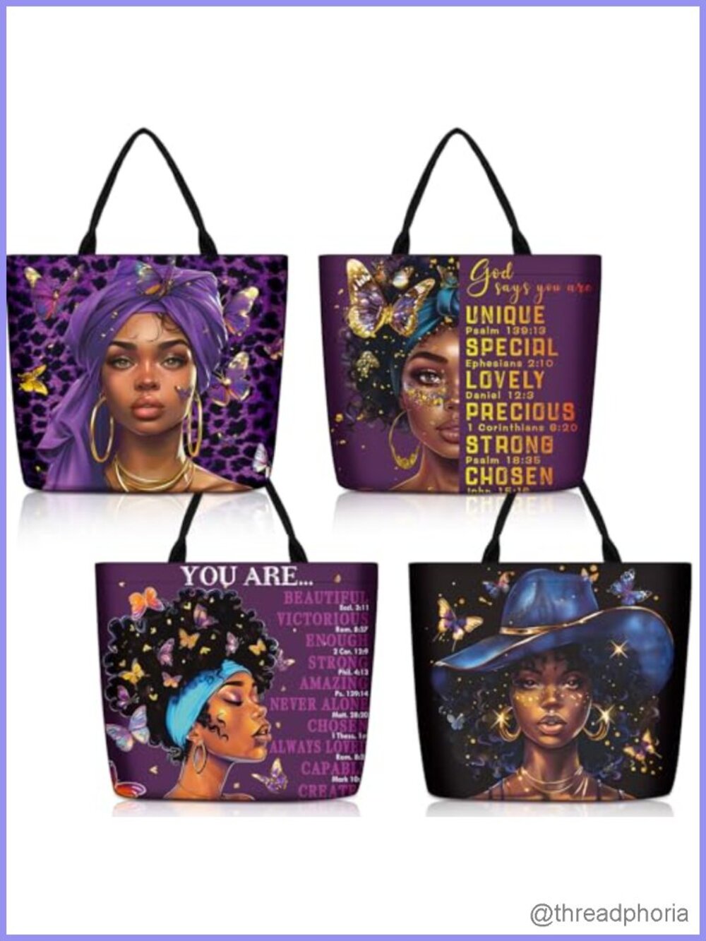 Canvas Tote Bags for Women African American Cultural Motifs Hobo Shoulder Bag